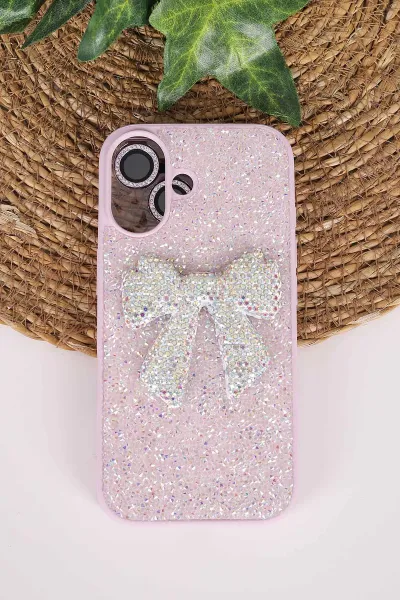 Lila TeknoCase İPhone 17 Uyumlu Nelly Diamond Serisi Taşlı Lens Hediyeli Sert Silikon Telefon Kılıfı 480963