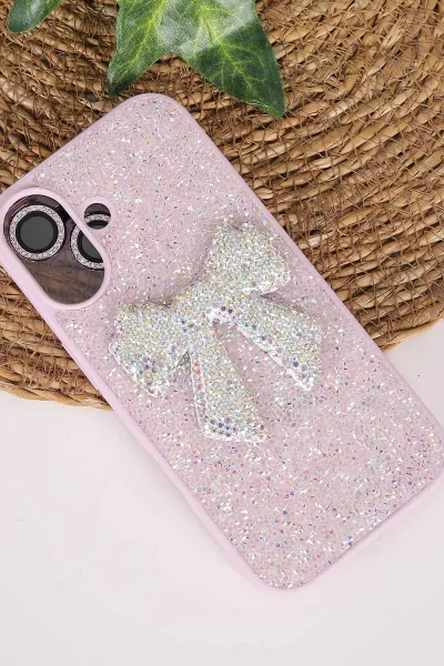 Lila TeknoCase İPhone 17 Uyumlu Nelly Diamond Serisi Taşlı Lens Hediyeli Sert Silikon Telefon Kılıfı 480963