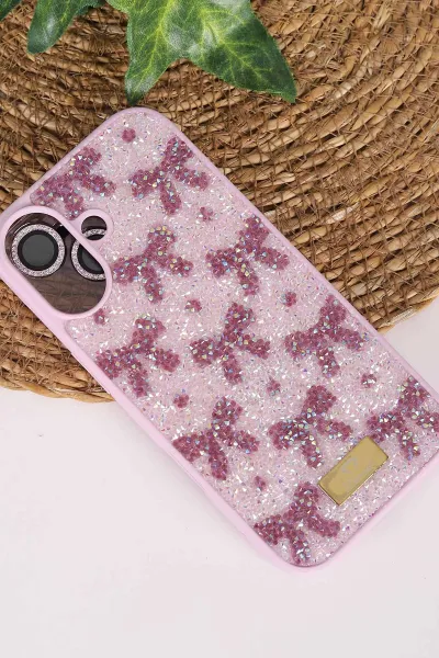 Lila TeknoCase İPhone 17 Uyumlu Perfect Diamond Case Serisi Taşlı Lens Hediyeli Sert Silikon Telefon Kılıfı 480854