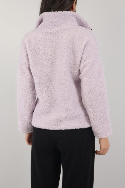 Lila Yarım Fermuarlı Yumoş Sweat 153488