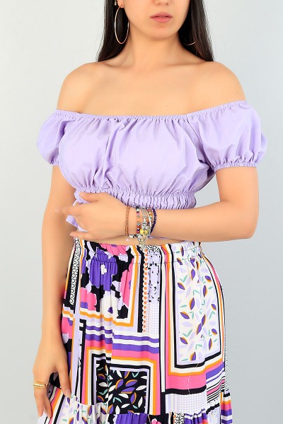 Lila Yeni Sezon Poplin Bluz 71275
