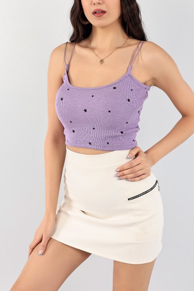 Lila Yıldız Tasarımlı Crop 97739