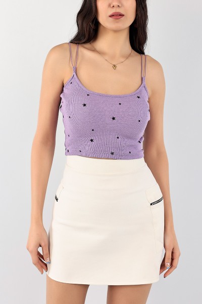 Lila Yıldız Tasarımlı Crop 97739
