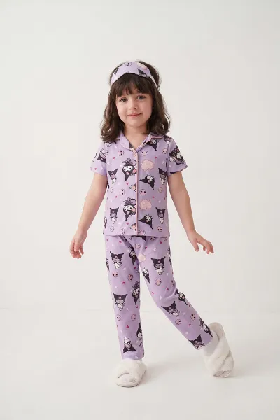 lila4-12-yaskarakter-baskili-kisa-kol-on-dugmeli-goz-bandi-detayli-kiz-cocuk-pijama-takim-453243