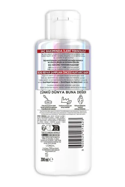 L'Oréal Paris Bond Repair Tüm Yıpranmalar için Saç Bağlarını Yeniden Oluşturan Şampuan Öncesi Kurtarıcı Bakım 200ML 232271