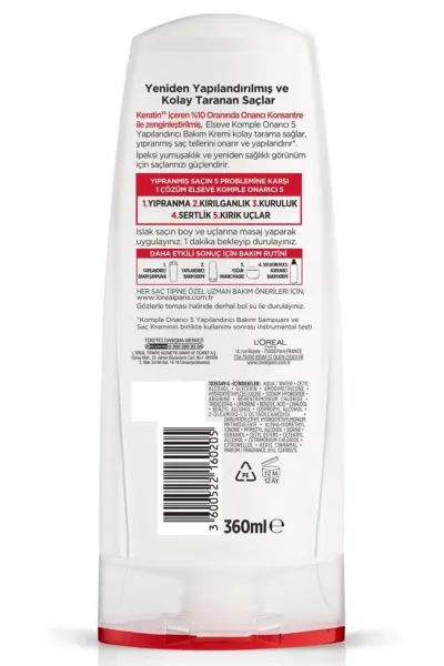 L'Oréal Paris Elseve Komple Onarıcı 5 Yapılandırıcı Bakım Kremi 360 ml 231940