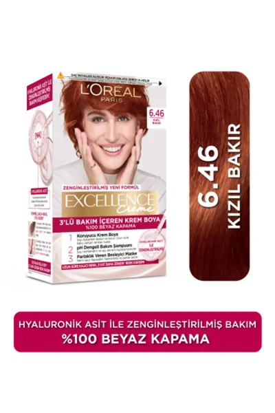 L’Oréal Paris Excellence Creme 6.46 Kızıl Bakır Saç Boyası 297485