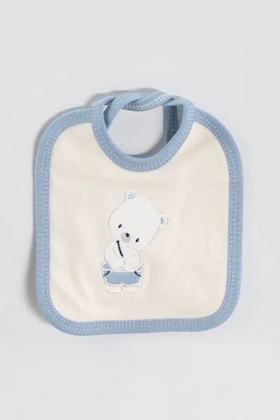 Mavi (0-3 Ay) Cute Ayıcık Nakışlı   10 Parça Kutulu Yeni Doğan Erkek Bebek Zıbın Seti 443599