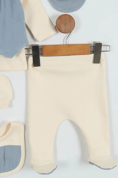 Mavi (0-3 Ay) Papyonlu Yelek Detaylı Müslin Erkek Bebe Takım 289074
