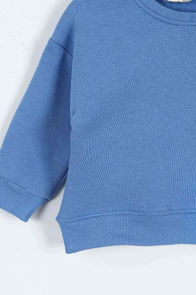 Mavi (0-4 Yaş)Rawr Baskılı  3  İp Şardonlu Erkek Çocuk Sweatshirt 415034