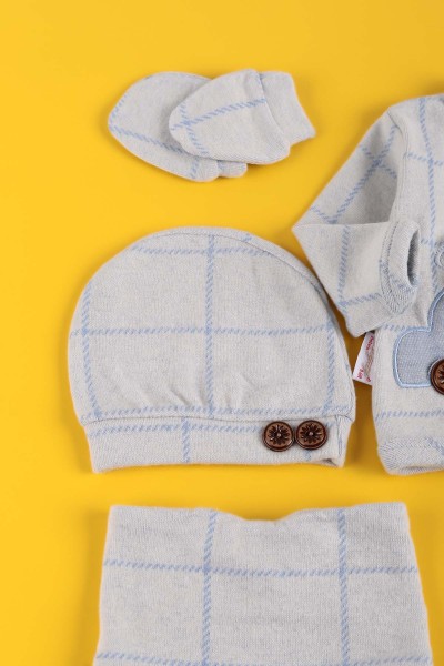 Mavi (0-6 Ay) Nakışlı Erkek Bebe Takım 223418