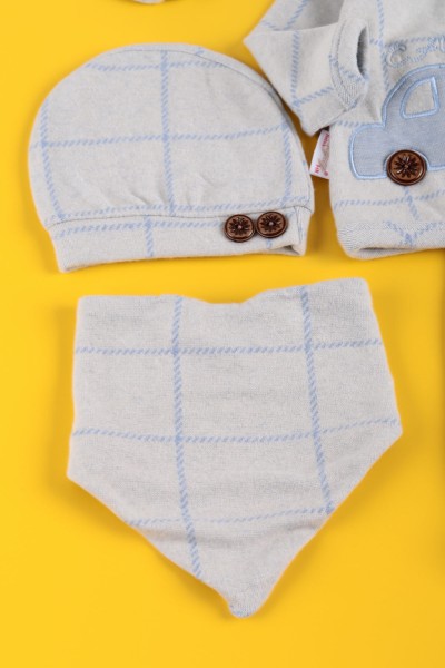 Mavi (0-6 Ay) Nakışlı Erkek Bebe Takım 223418