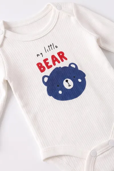 Mavi (0-9 Ay)  Ayıcık Baskılı Raporlu Erkek Bebek Takım 480462