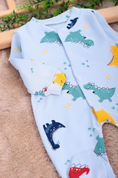 Mavi (0-9 Ay) Dinazor Baskılı Erkek Bebe Tulum 163587