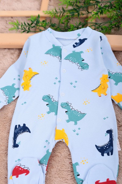 Mavi (0-9 Ay) Dinazor Baskılı Erkek Bebe Tulum 163587