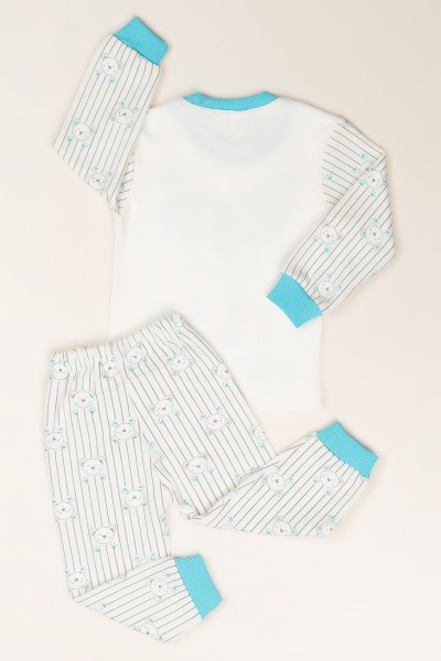 Mavi (1-3 Yaş) Ayı Baskılı Erkek Çocuk Pijama  Takımı 82749