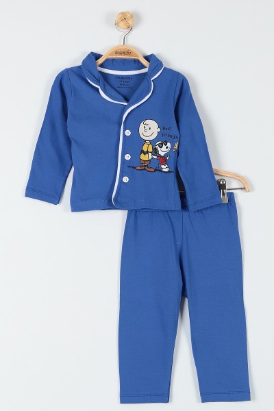 Mavi (1-3 Yaş) Joe Cool Baskılı Erkek Bebe Pijama Takım 181870