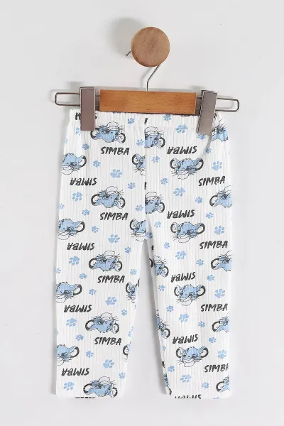 Mavi (1-3 Yaş) Simba Desenli Raporlu Çocuk Pijama Takım 463016