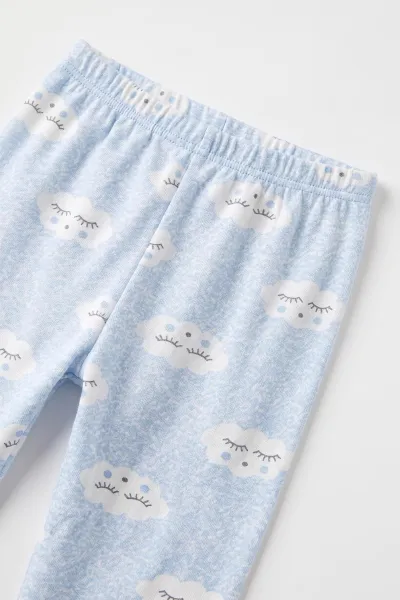 Mavi (1-3 Yaş)Bulut Desenli Çocuk Pijama Takımı 477369