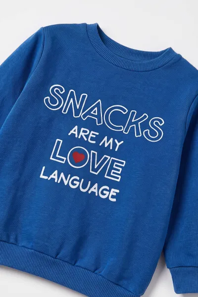 Mavi (1-5 Yaş) Snacks Baskılı 2 İp İçi Şardonlu Alt Kareli Erkek Çocuk 2'li Takım 496687