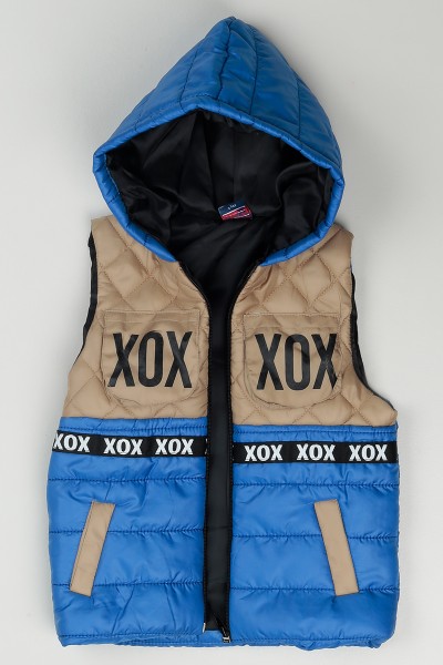 Mavi (1-8 Yaş) XOX Baskılı Yelekli Erkek Çocuk Üçlü Takım 85187