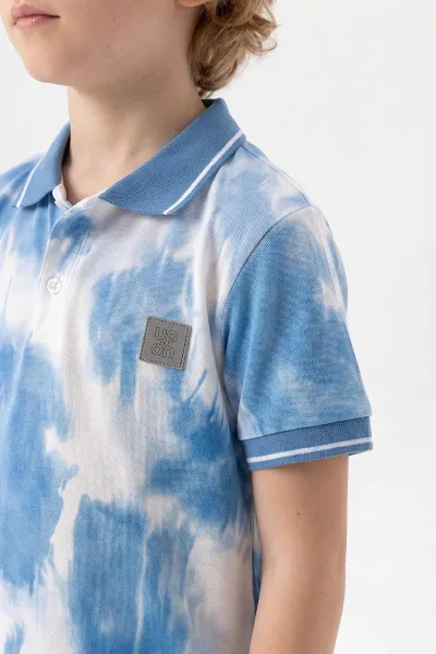 Mavi (1-9 Yaş)Polo Yaka Düğmeli Kot Şortlu Erkek Çocuk Takım 462770
