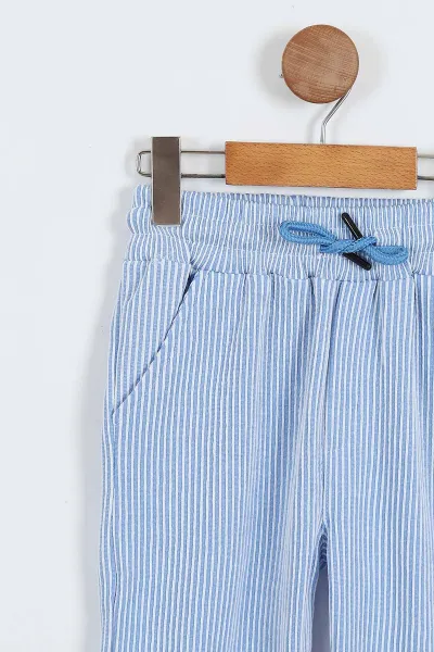 Mavi (11-14 Yaş)Fitilli Likralı Erkek Çocuk Jogger Pantolon 357086
