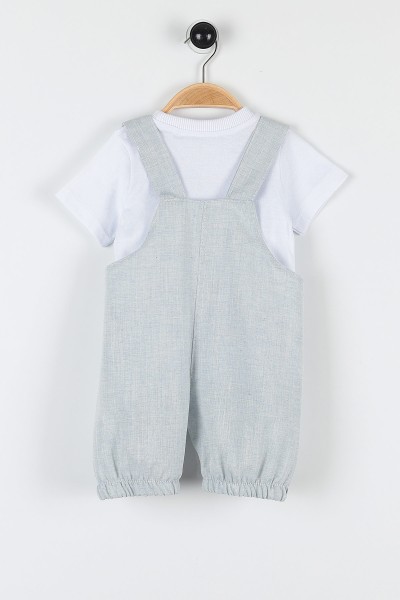 Mavi (12-24 Ay) Ayı Nakışlı Cep Detaylı Paça Lastikli  Erkek Bebe Takım 169466