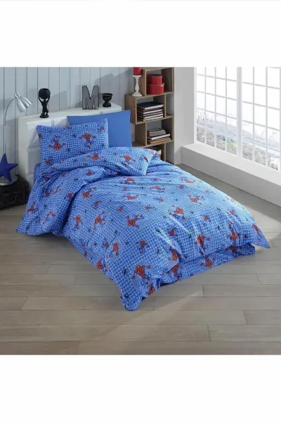 Mavi 160x240 Cm Evnur Desenli Tek Kişilik Nevresim Takımı 455108