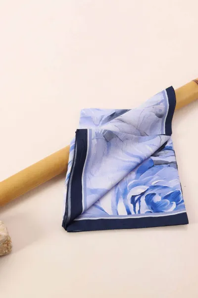 Mavi 180x75 Cm Our Fashion Dijital Baskılı Desenli Bambu Kraş Şal 396716
