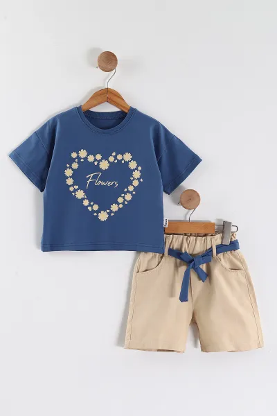 mavi-2-5-yas-flowers-baskili-suprem-tisortlu-gabardin-sortlu-kiz-cocuk-yazlik-takim-445568