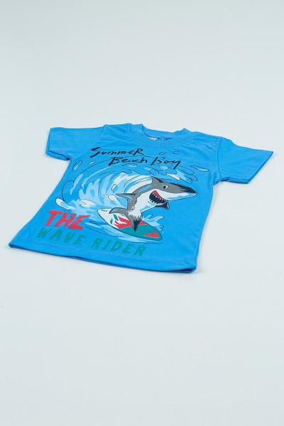 Mavi (2-5 Yaş) Köpekbalığı Baskılı Erkek Çocuk Şortlu Takım 97625