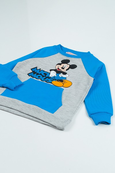 Mavi (2-8 Yaş) Mickey Mouse Baskılı Erkek Çocuk Takım 96612