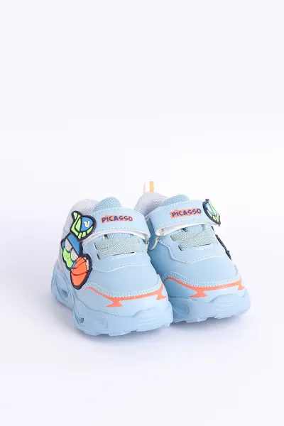Mavi (22-25)Figürlü Cırtlı Işıklı Erkek Bebe Spor Ayakkabı 307538