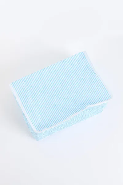 Mavi 25x15x20 Cm Çizgili Fermuarlı Çorap Hurç 279652
