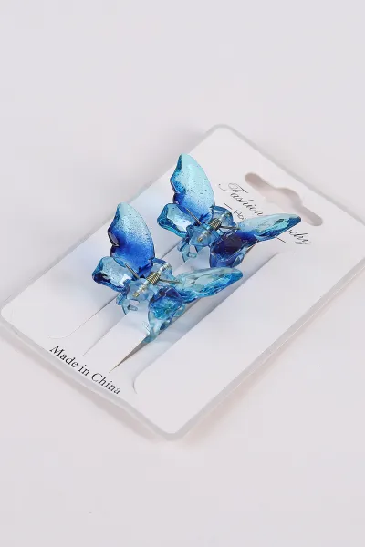 Mavi 2'li Küçük Boy Kelebek  Toka 485955