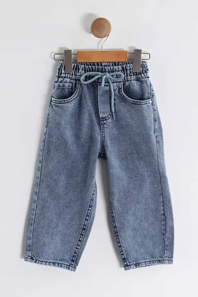 Mavi (3-10 Yaş)   Çizgi Baskılı Sweatli Kot Pantolonlu Erkek Çocuk 2'li Takım 437395