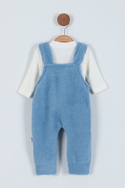 Mavi (3-15 Ay) Ayı Oyuncaklı Welsoft İkili Erkek Bebe Salopet 220529