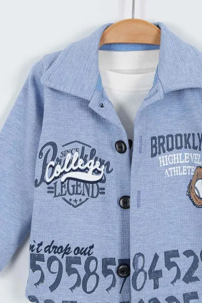 Mavi (3-18 Ay) Brooklyn Legend Baskılı 3'lü Erkek Bebek Takım 340631