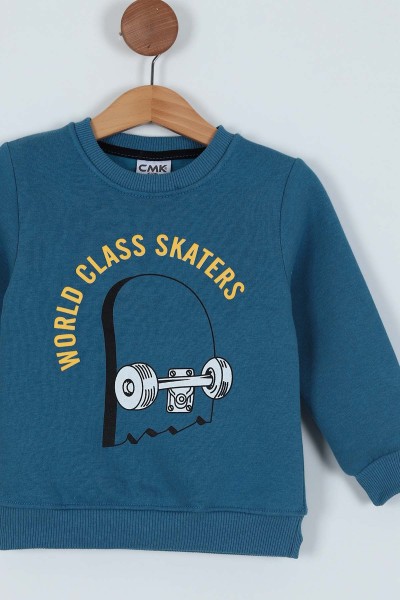 Mavi (3-7 Yaş) Baskılı 3 İp Erkek Çocuk Sweatshirt 224319