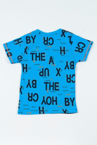 Mavi (3-7 yaş) Ön Dikiş Tasarım Erkek Çocuk Tişört 108045