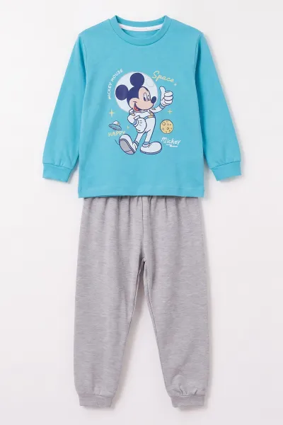 Mavi (3-8 Yaş) Karakter Baskılı İnterlok Kumaş Erkek Çocuk Pijama Takım 491031