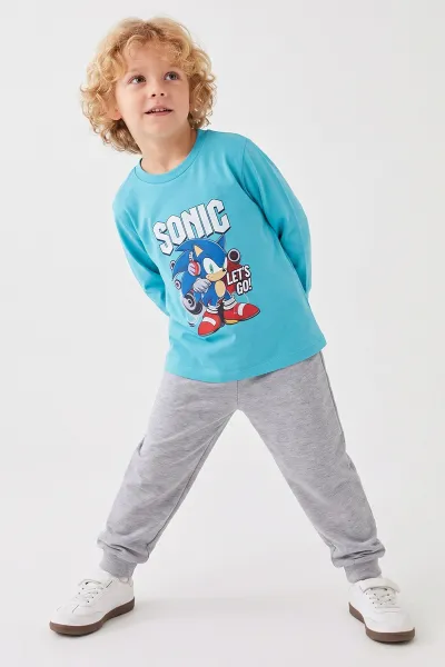 Mavi (3-8 Yaş) Karakter Baskılı İnterlok Kumaş Erkek Çocuk Pijama Takım 491037