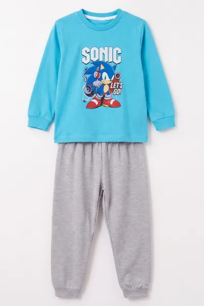 Mavi (3-8 Yaş) Karakter Baskılı İnterlok Kumaş Erkek Çocuk Pijama Takım 491037
