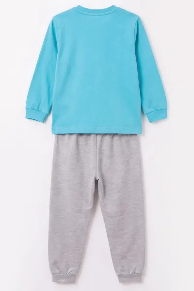 Mavi (3-8 Yaş) Karakter Baskılı İnterlok Kumaş Erkek Çocuk Pijama Takım 491044
