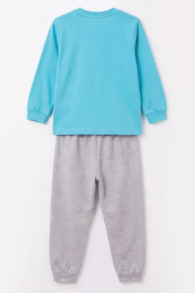 Mavi (3-8 Yaş) Karakter Baskılı İnterlok Kumaş Erkek Çocuk Pijama Takım 491046