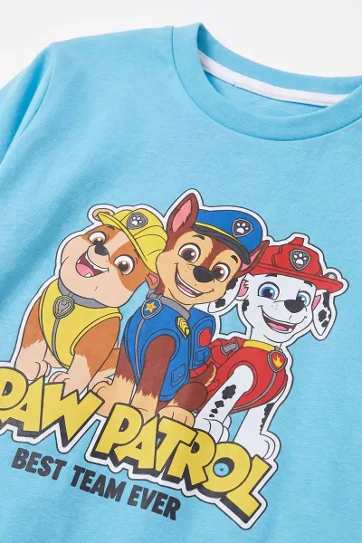Mavi (3-8 Yaş) Karakter Baskılı İnterlok Kumaş Erkek Çocuk Pijama Takım 491046
