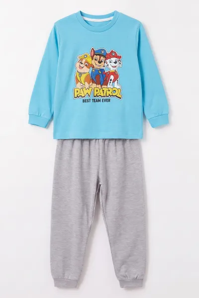 Mavi (3-8 Yaş) Karakter Baskılı İnterlok Kumaş Erkek Çocuk Pijama Takım 491046