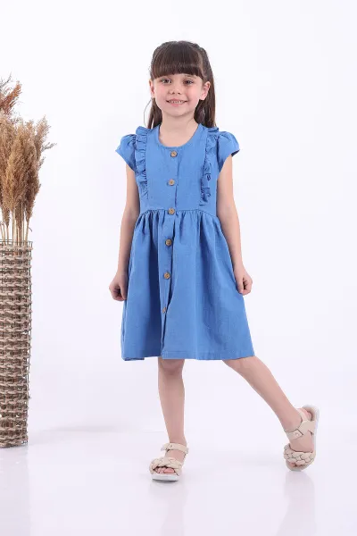 mavi-3-8-yasonden-firfirli-dugmeli-kiz-cocuk-elbise-345125