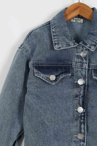 Mavi (4-12 Yaş) Lazer Kesim Klasik Kot Kız Çocuk 2'li Takım 428893